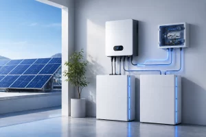 hybrid inverter connected with lithium battery and solar energy system for home energy storage
