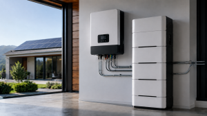 LiFePO4 battery connected to a hybrid inverter for solar energy storage system