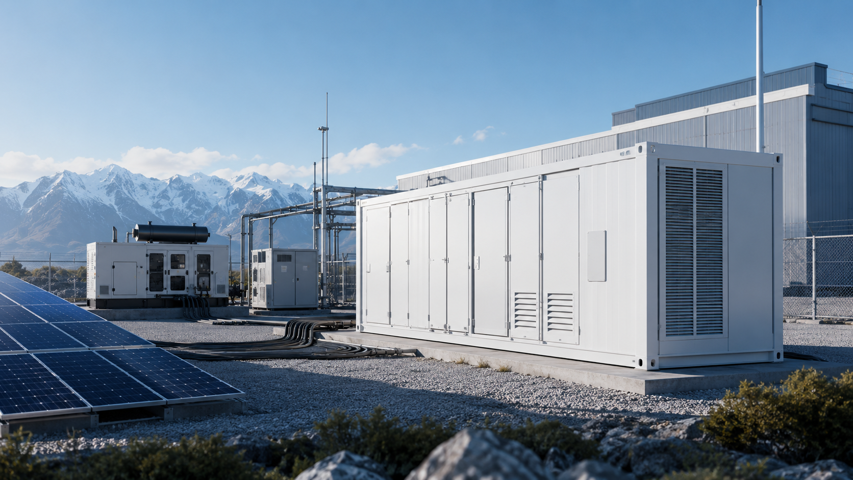 Battery energy storage system with diesel generator and solar panels for remote microgrid project