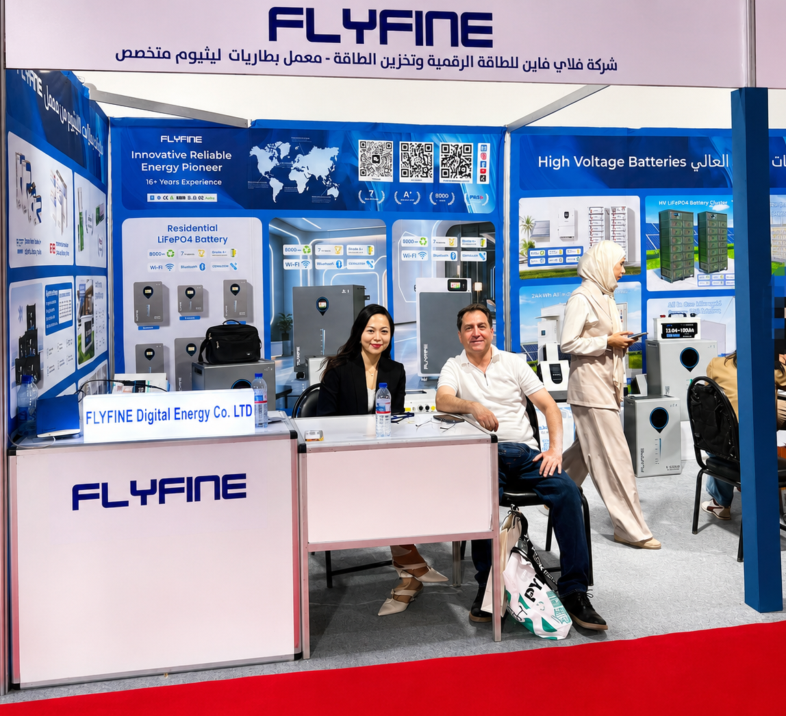 FLYFINE exhibition booth at Syria Energy Expo 2026 in Damascus